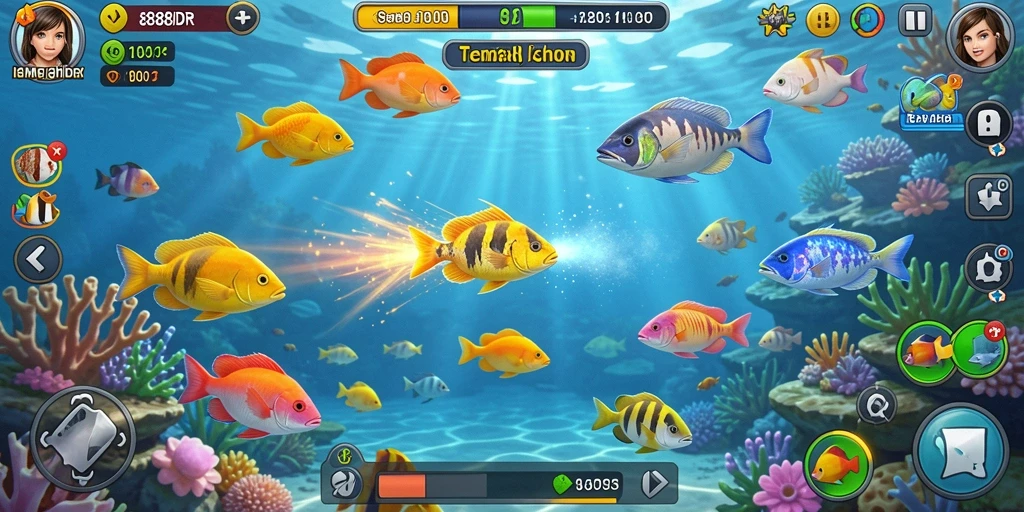 Screenshot gameplay dari 888IDR menampilkan aksi tembak ikan yang seru.