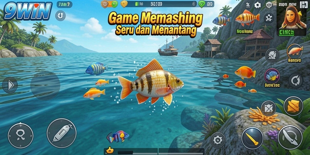 Screenshot gameplay 9WIN menampilkan aksi memancing yang mendebarkan.