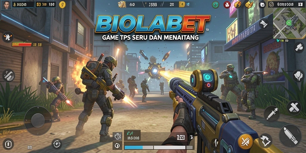 Tangkapan layar utama BIOLABET memperlihatkan pertempuran seru dan grafis detail.