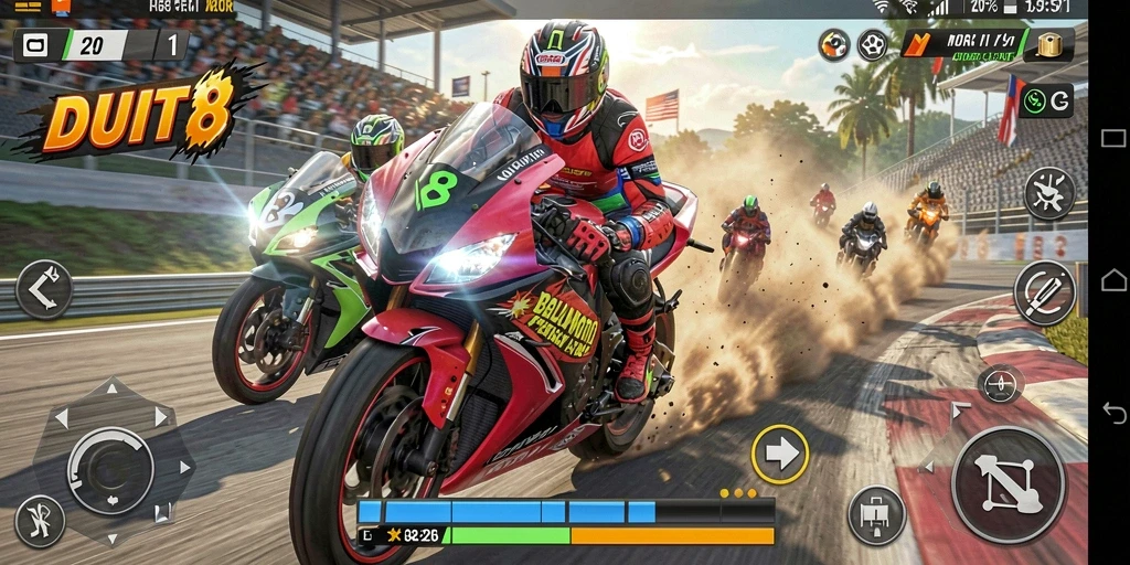Tampilan menarik gameplay balap motor di DUIT8.