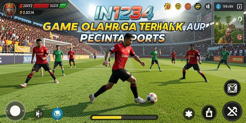 Tampilan permainan yang mendebarkan dalam IN1234 dengan aksi olahraga.