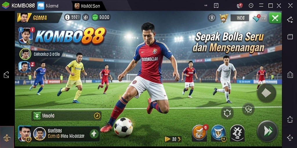 Tampilan gameplay KOMBO88, nikmati pengalaman sepak bola nyata.