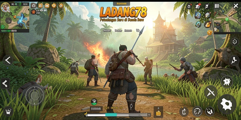 Tangkapan layar menunjukkan pemain menjelajahi alam liar di LADANG78.