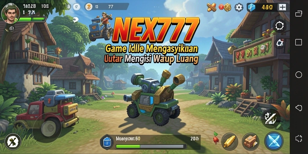 Screenshot gameplay NEX777 menampilkan aksi karakter dalam mode Idle.