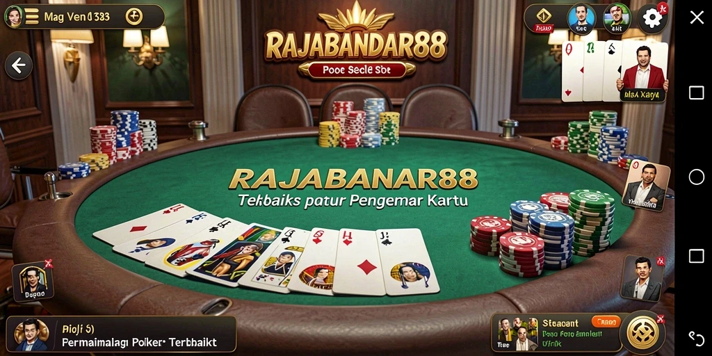 Tampilan gameplay Poker yang mendebarkan di RAJABANDAR88.