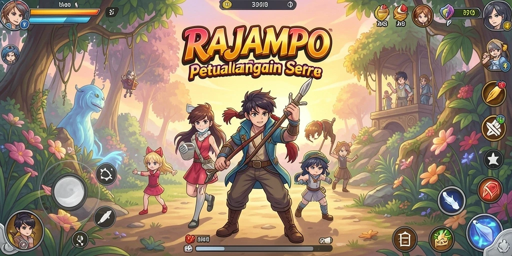Menampilkan aksi seru dalam dunia anime yang penuh warna.